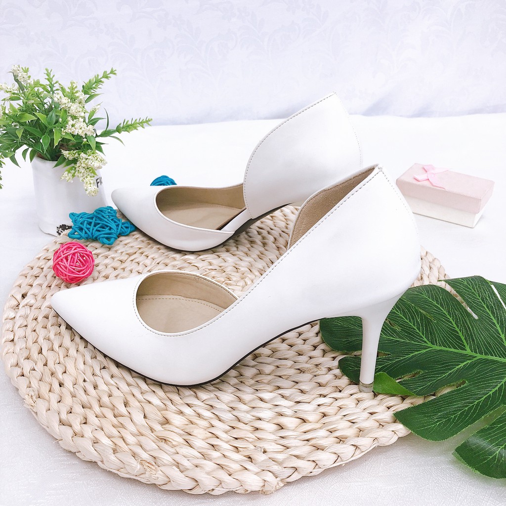Giày cao gót 9p mũi nhọn da mờ khoét eo-Pamshoes-CG128