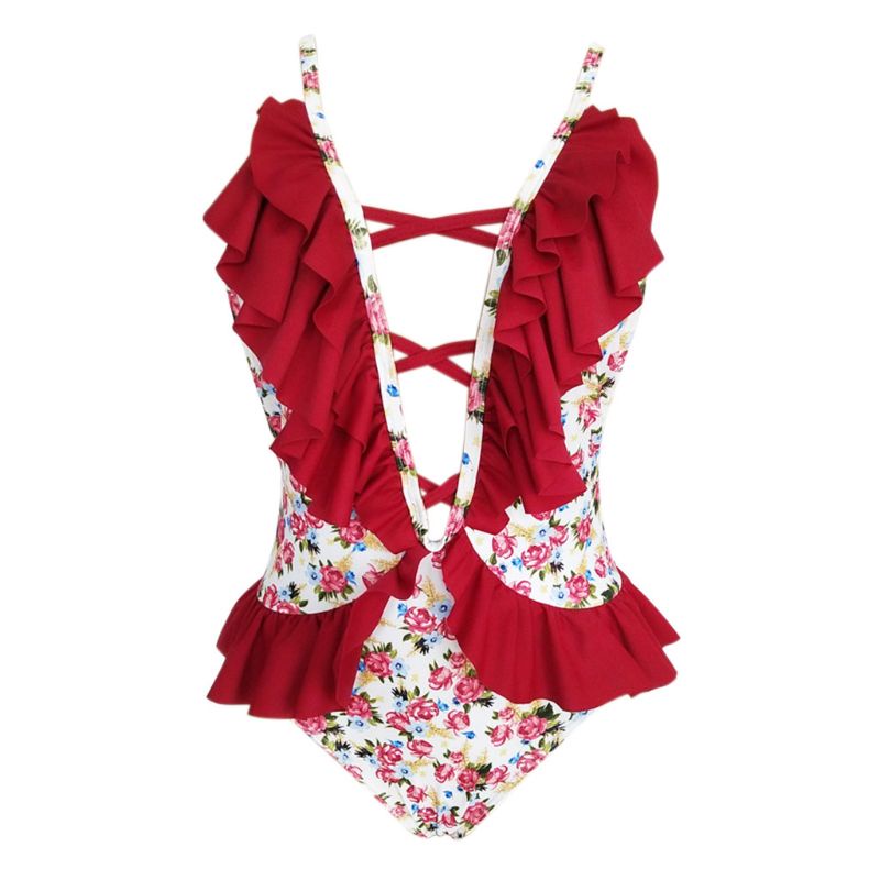 Bikini Một Mảnh Cổ Chữ V Khoét Sâu Dây Đan Chéo Gợi Cảm Cho Nữ