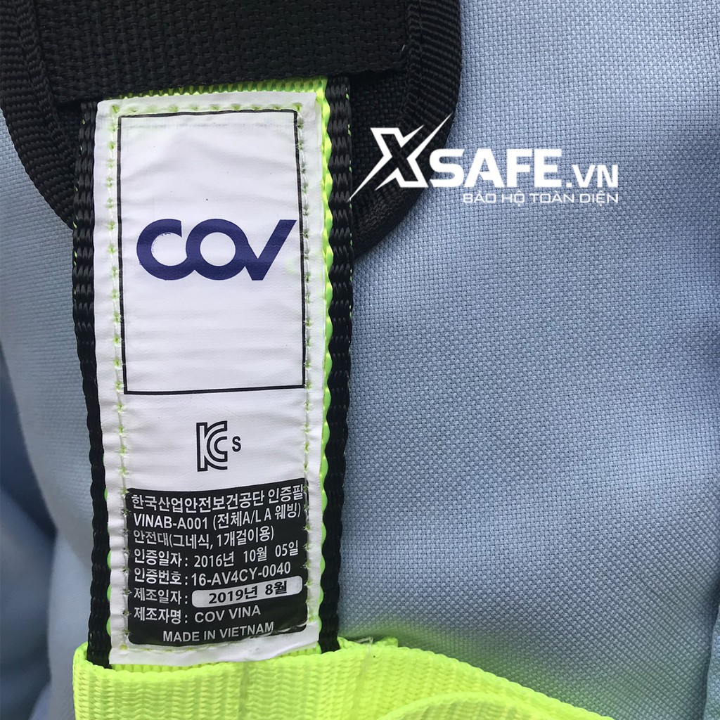 Dây an toàn toàn thân COV Hàn Quốc 2 móc nhôm chống sốc (khóa bấm) - Dây đai an toàn toàn thân tiêu chuẩn KOSHA