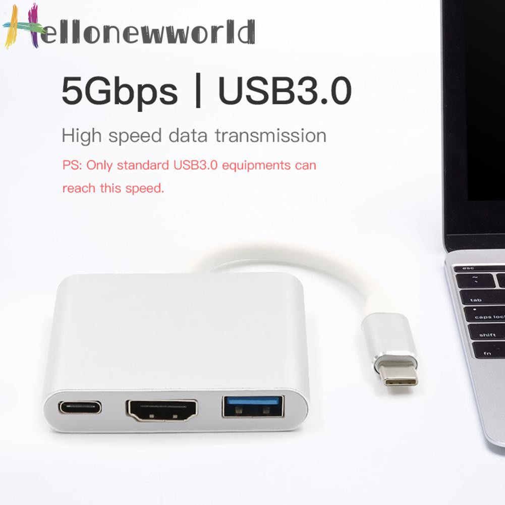 Bộ Chuyển Đổi Usb 3.1 Type C Sang 4k Hdmi-Compatible Usb 3.0 Cho Macbook Laptop Điện Thoại