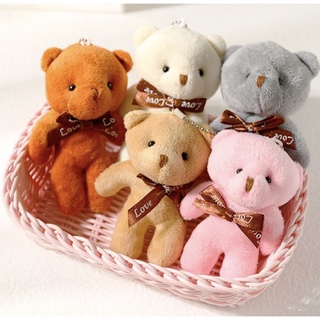 Móc khoá gấu teddy đeo nơ xinh (dài 12cm)