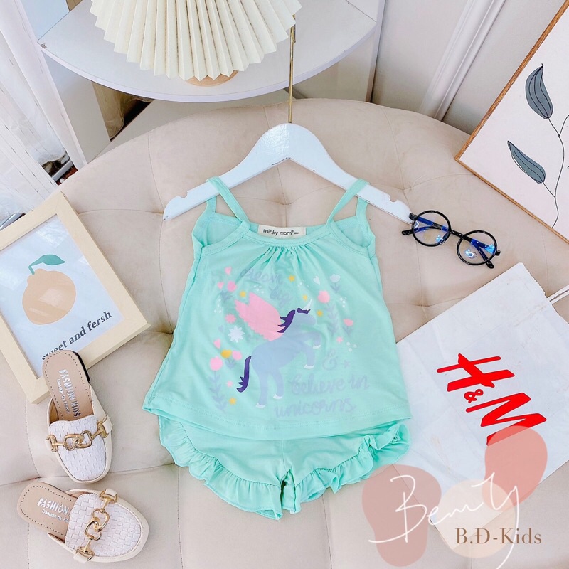 Bộ dây mặc nhà bé gái thun lạnh Minkymom