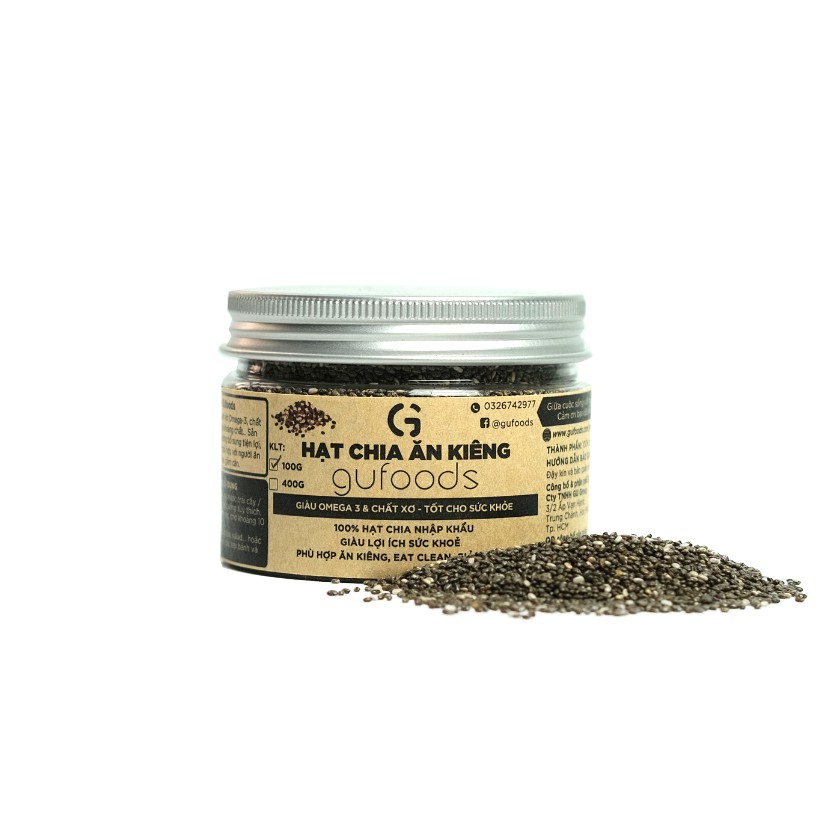 Hạt chia ăn kiêng GUfoods - Giàu Omega-3 và chất xơ, Hỗ trợ giảm cân, Ăn kiêng, Eat clean