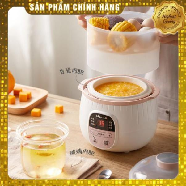 Nồi ninh hầm Bear B08C1S, nấu cháo, chưng yên, hấp cách thủy, sử dụng gốm sứ cao cấp