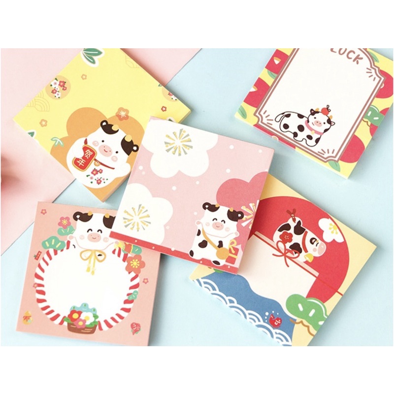 Giấy note cute  Bộ giấy note 50 tờ ghi chú hình bò sữa dễ thương tiện lợi trang trí sổ bullet journal Hàn Quốc