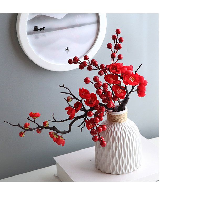Cành Hoa Mận Nhân Tạo Dùng Trang Trí Năm Mới / Giáng Sinh / Phòng Khách
