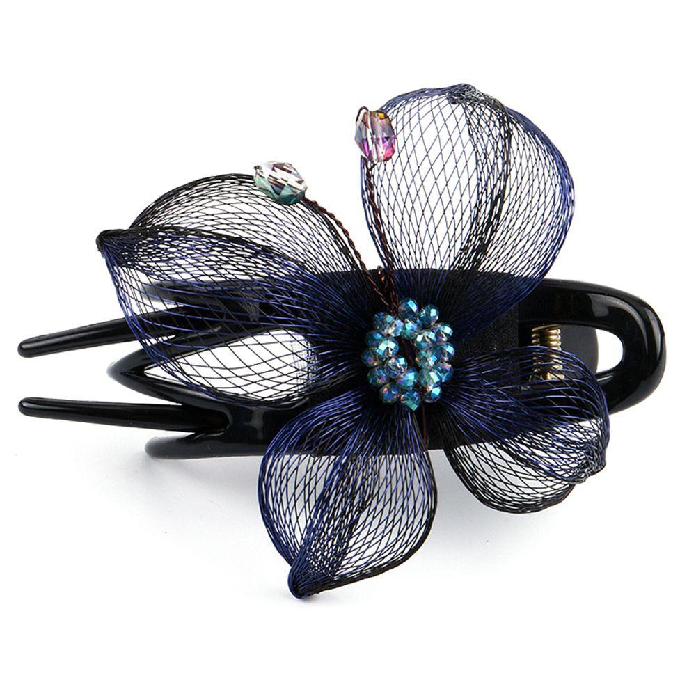 Kẹp Tóc Mỏ Vịt Đính Hoa EUCA|Kẹp Tóc Đuôi Ngựa Dạng Dài Dày Dặn