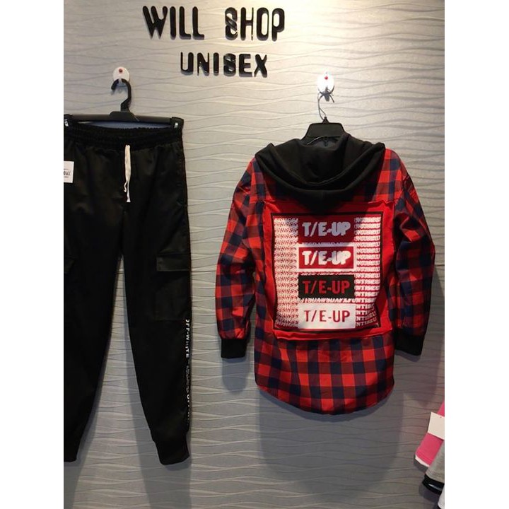 SET QUẦN ÁO SƠ MI SỌC CARO FLANNEL MŨ