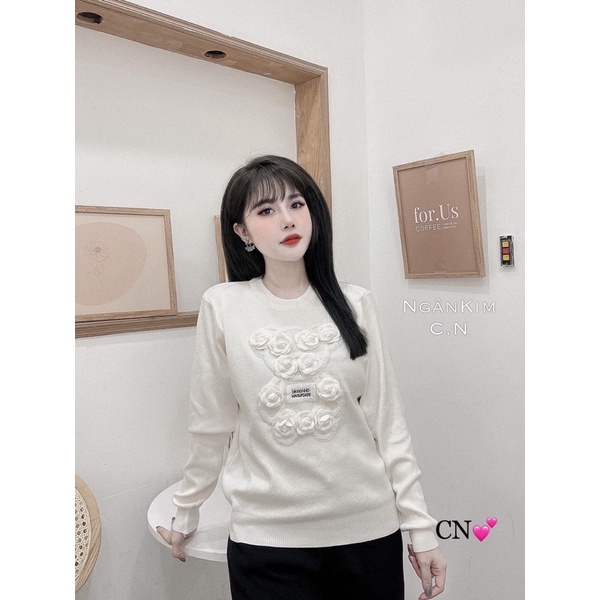 Set len bộ gấu hoa nổi 2 màu đen trắng