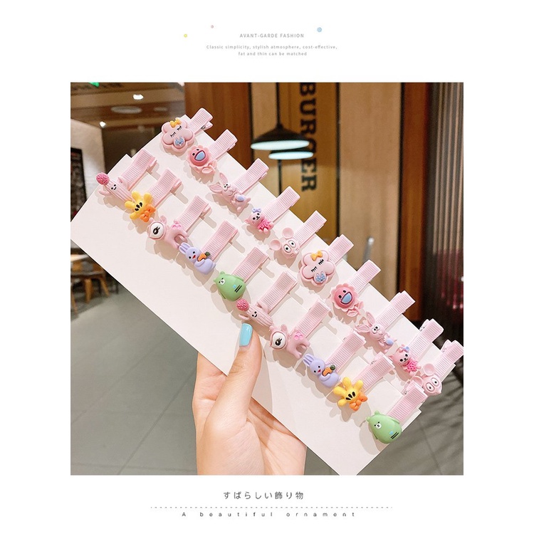 Set 5 cái kẹp tóc cho bé gái hoạt hình dễ thương, kẹp bọc vải không gây đau tóc