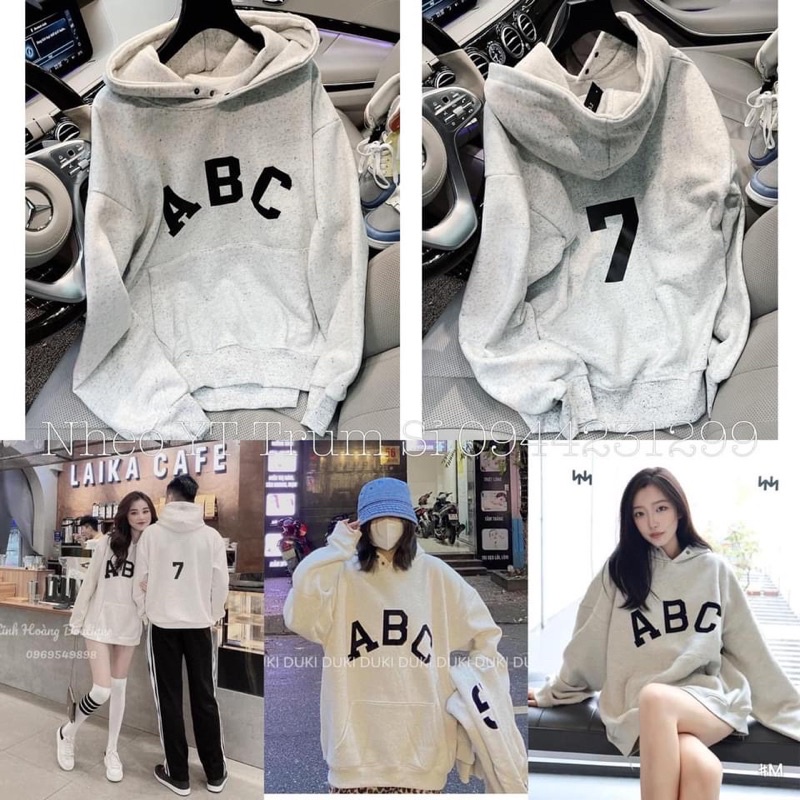 Áo Khoác Hoodie Nỉ Có Mũ Form Rộng ABC Nhiều Màu Unisex Nam Nữ Ulzzang