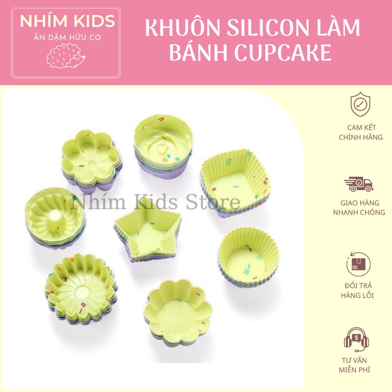 Khuôn silicon làm bánh cupcake, muffin chịu nhiệt độ cao, dùng được hấp, nướng trong lò