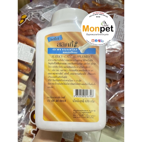 Canxi và Khoáng Chất Tổng Hợp dành cho chó Sleeky Thái Lan hộp lớn 630g