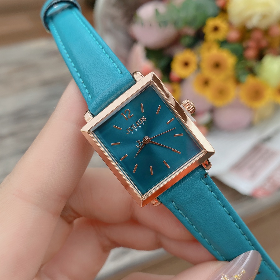 Combo quà tặng đồng hồ JA-1322B Julius Hàn Quốc dây da xanh kèm (ví cầm tay)