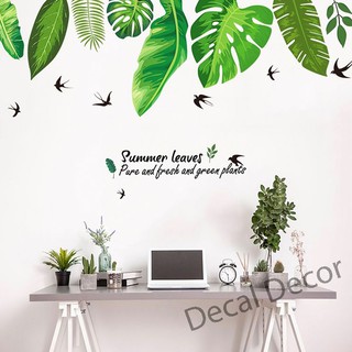 Decal Trang Trí Dán Tường Mẫu Lá Cây Xanh Và Chim Én 60x90cm - Decal Decor Phòng Ngủ, Phòng Khách, Văn Phòng Làm Việc
