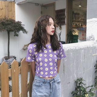 Áo croptop tím hoa