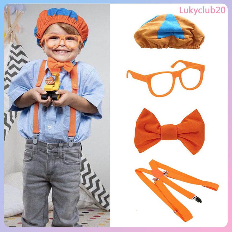 Bộ 6 Cái Giống Như Mặc Đồ blippi! Cà Vạt Nơ Đeo Mắt Kính Hóa Trang Mới
