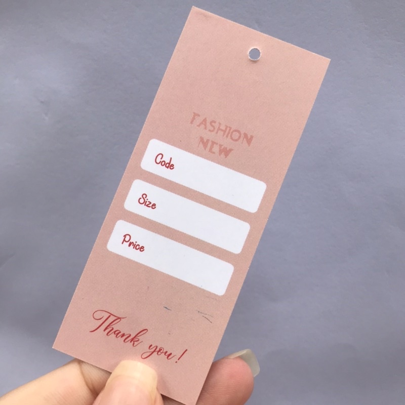 Mác quần áo, Tag Nhãn quần áo, THIẾT KẾ IN ẤN cho shop quần áo, bìa cứng, cán màng k thấm nước 100 mác - size 9x3.6cm