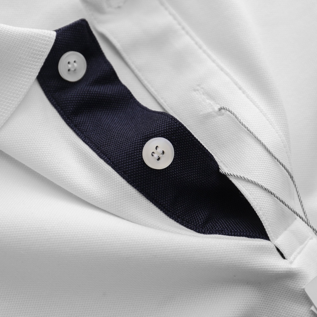 Áo Polo Nam Cổ Bẻ Trắng Phối Đen - Vải Polo Cá Sấu Cao Cấp