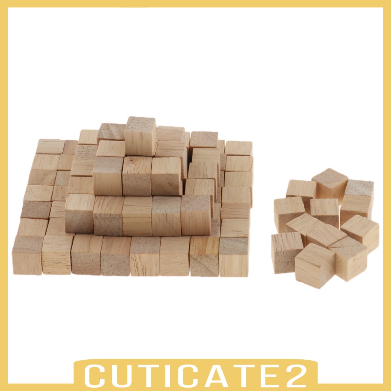 Set 2 / 100 Khối Gỗ Vuông Đồ Chơi Tự Nhiên Trang Trí Nhà Cửa