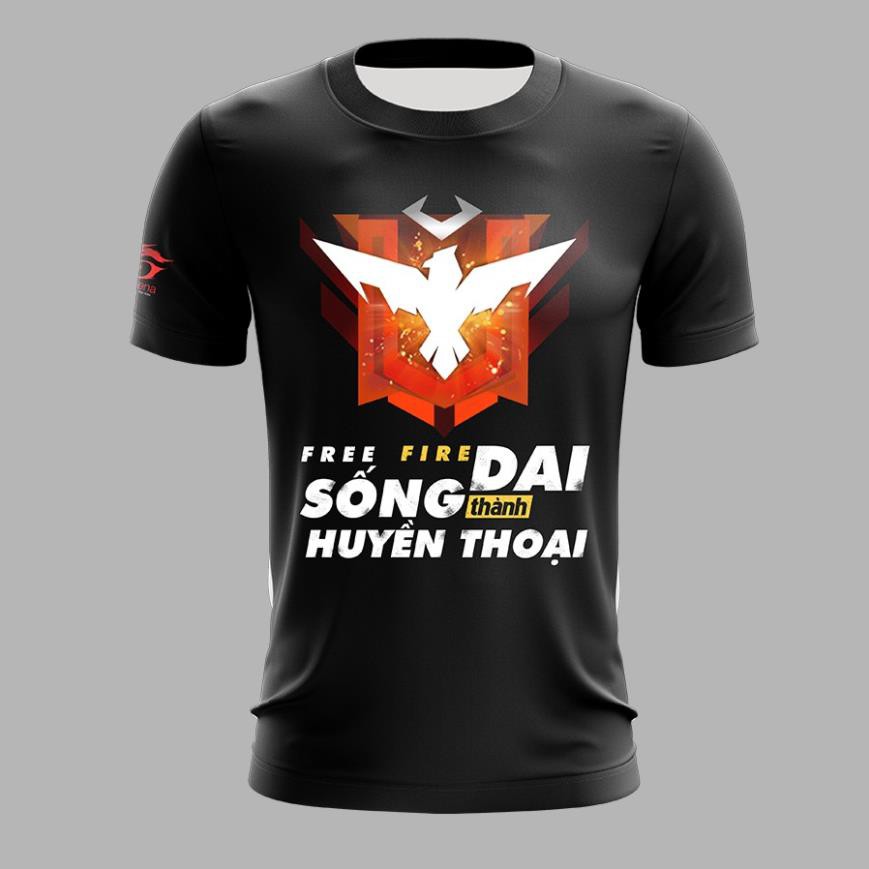 Áo Thun Free Fire Đen 3D Rank Huyền Thoại / siêu hót ban chạy