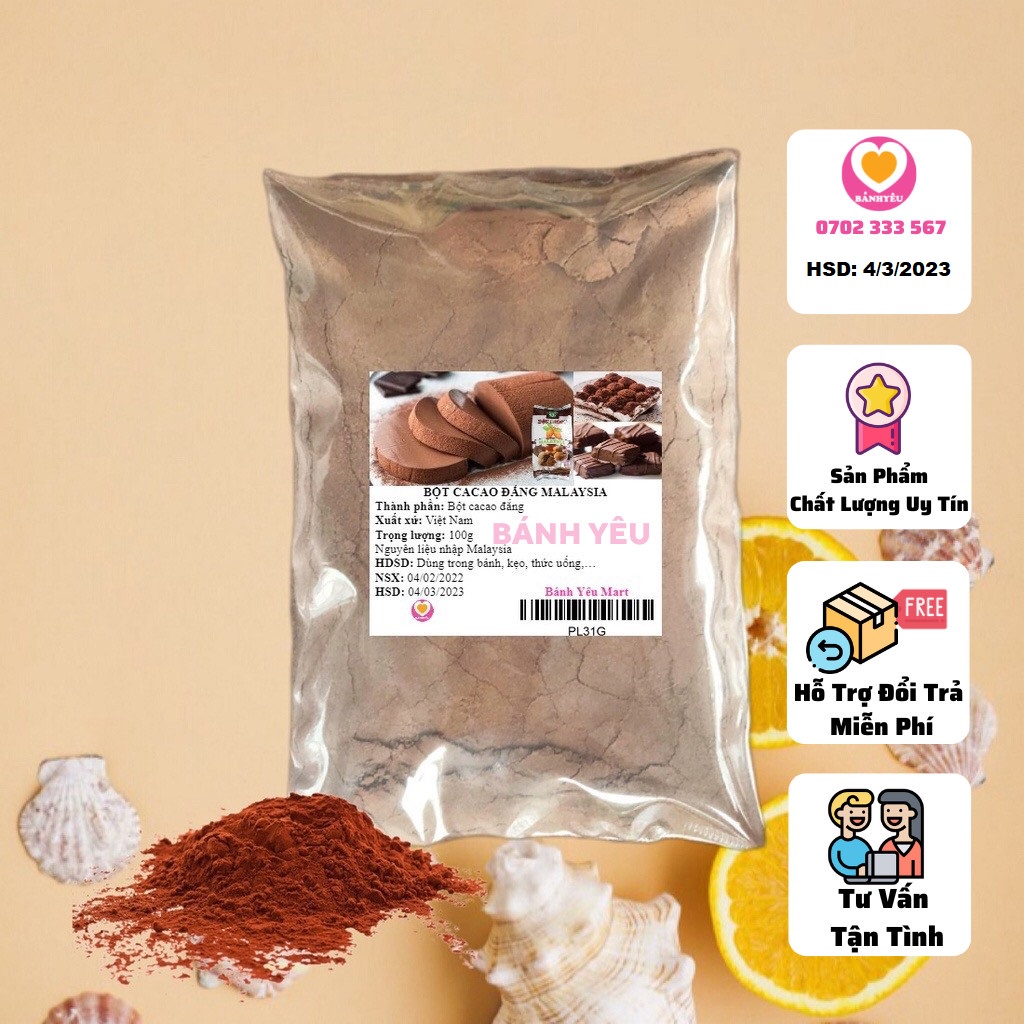 Bột Cacao Đắng Nguyên Chất Malaysia Chia-100g - PL31G