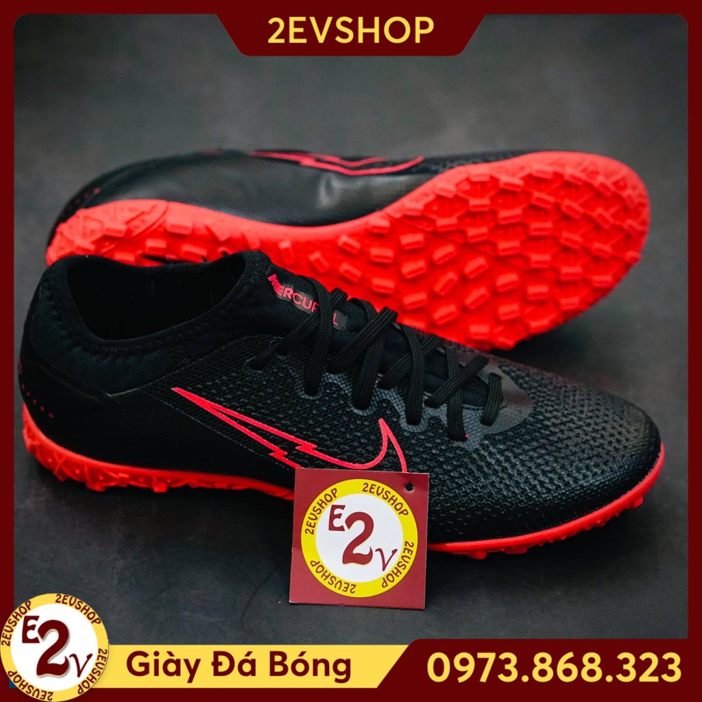 Giày Đá Bóng 𝗧𝗙 𝗠𝗲𝗿𝗰𝘂𝗿𝗶𝗮𝗹 𝗩𝗮𝗽𝗼𝗿 Đen Full Đã Khâu ˇ ⁵ ' ' P:{