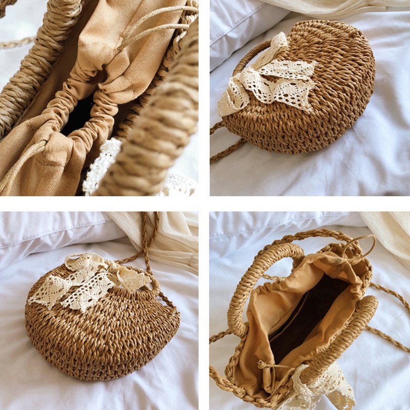 IELGY Túi Đeo Vai Đan Rơm Thời Trang Cho Nữ