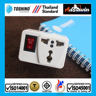 [Free ship] Phích cắm (Ổ cắm) TOSHINO CO6S-A THAILAND  chuyển đổi 3 chấu sang 2 chấu,công tắc tiện lợi,2000W,ABS.