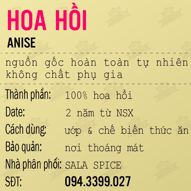 Hoa Hồi SALA SPICE Star Anise gia vị nấu phở , các món Trung thơm ngon dậy mùi