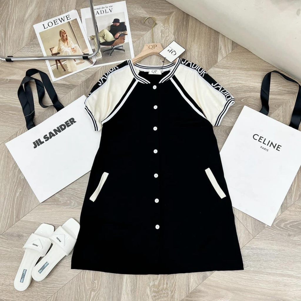 Váy Suông Phối Tay Di.Or Bo Len Sịn Sò Có Túi Hông, Đầm Suông Nữ Freesize