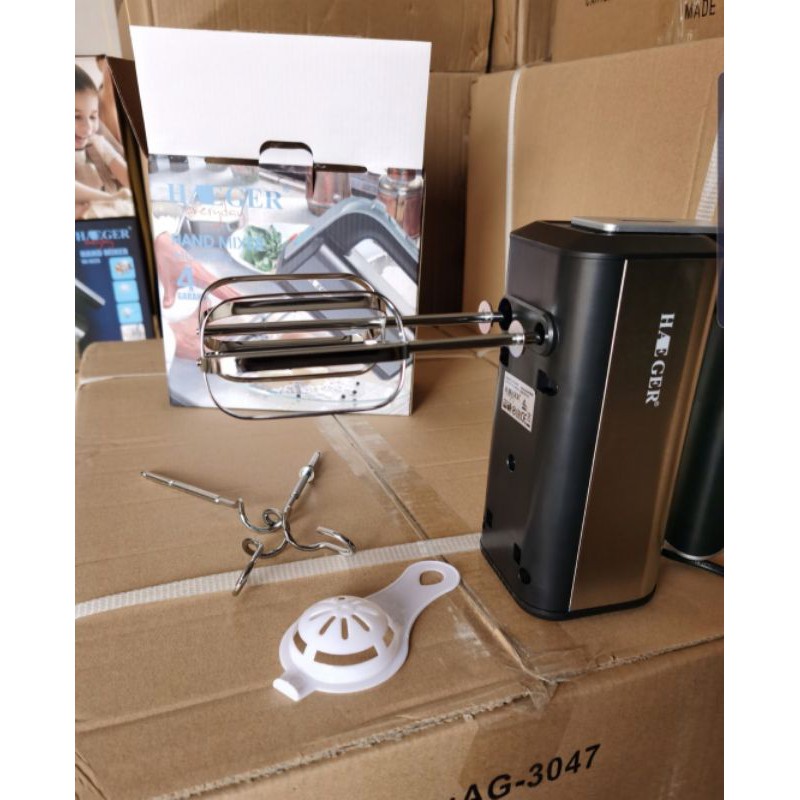 Máy đánh trứng cầm tay Haeger HG-6664 500W, màu Đen Bạc, kích thước 28.5x19x8 cm