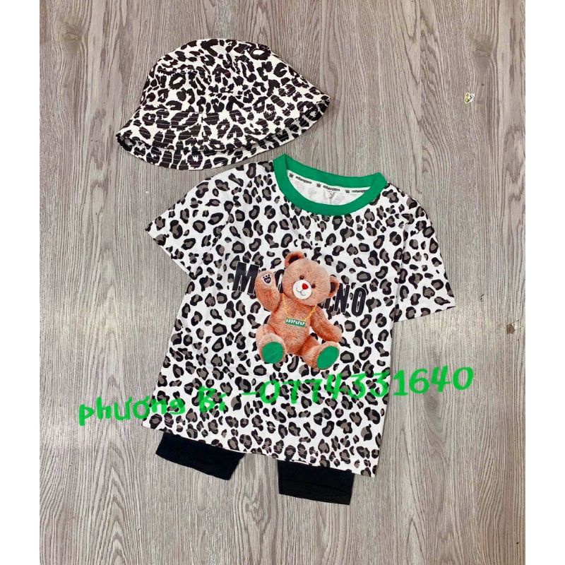 Bộ gấu beo kèm mũ cho bé gái sz đại 20-30kg