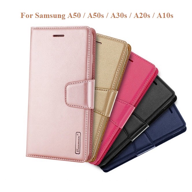 Bao da Samsung Galaxy A50 / A50s / A30s / A20s / A10s dạng ví hiệu hanman, kiểu sáng sang trọng tiện lợi
