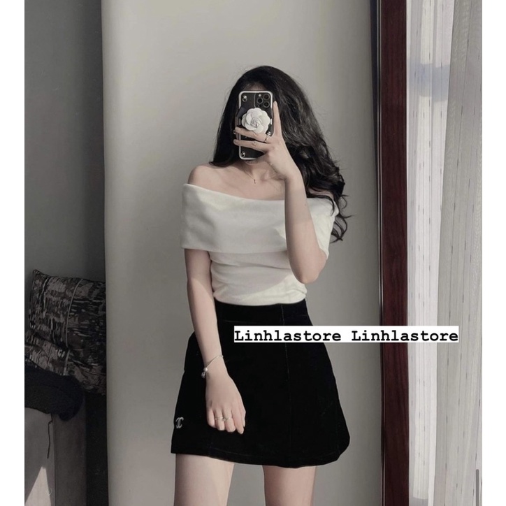 ÁO TRỄ VAI MÙA HÈ TAY CỘC HÀN QUỐC  ÁO TRỄ VAI ÔM BODY