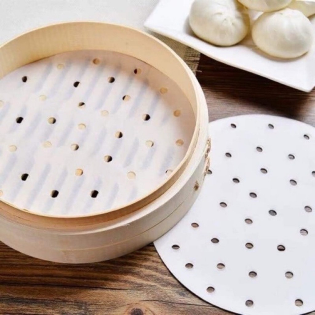 Giấy nến tròn lỗ trơn cho nồi chiên không dầu chống dính 100 tờ size 23cm, Giấy nến cho nồi chiên không dầu