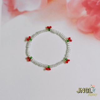 Vòng Tay Handmade Hình Cherry Vòng Đeo Tay Thủy Tinh Trong Suốt