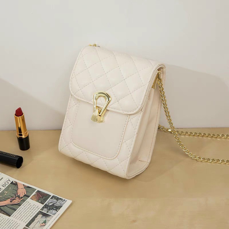 Túi đeo chéo điện thoại trần trám khoá vỏ sò