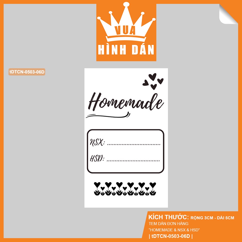 Set 50/100 nhãn dán HOMEMADE có NGÀY SẢN XUẤT NSX, HẠN SỬ DỤNG HSD 5x3cm - tem dán gói hàng, túi sản phẩm cho shop 1.092