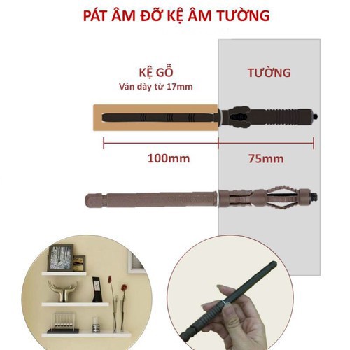 Phụ kiện gắn kệ treo tường chắc chắn, thẩm mỹ - Chốt âm kệ treo tường, Ty âm tường gắn kệ 47wood