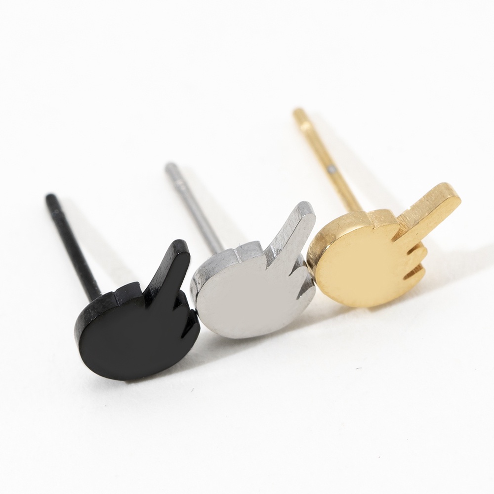 1 đôi bông tai hình ngón tay mini phong cách punk thời trang cho nam và nữ