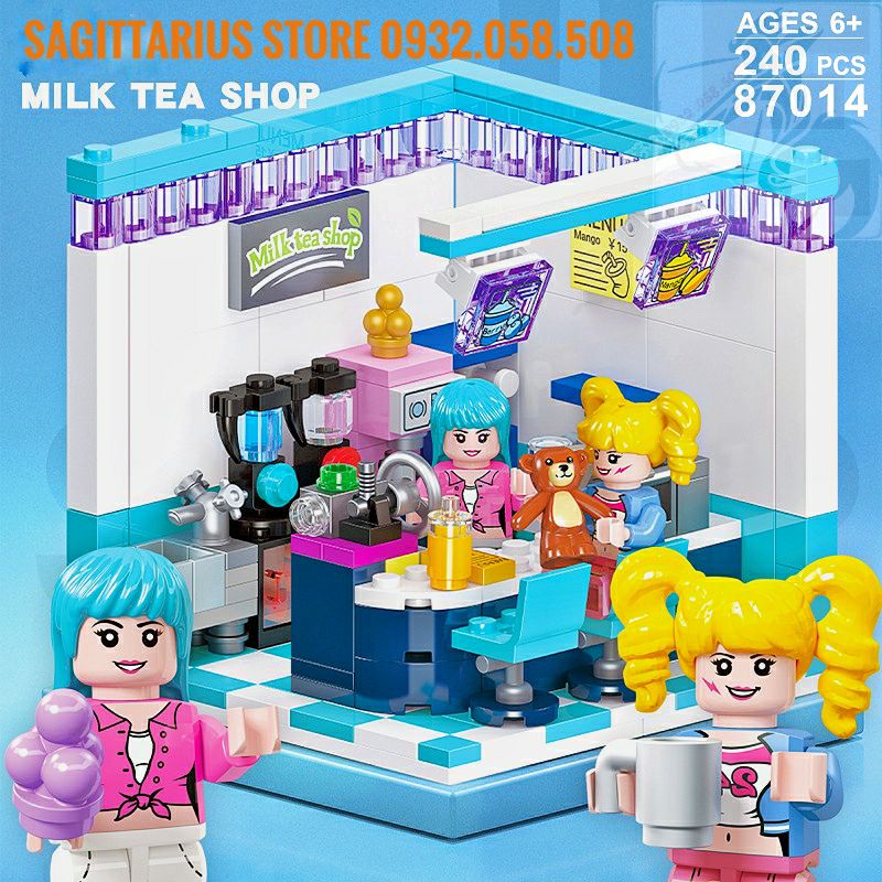 Combo 4 Bộ Lego Lắp Ráp Mô Hình Phòng Học , Gym , Milk Tea & Phòng Thí Nghiệm