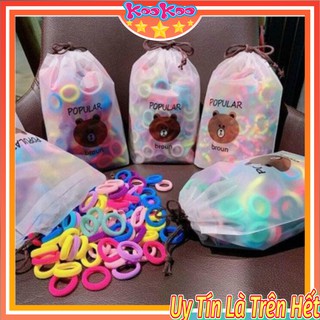 Dây buộc tóc chun buộc tóc set 100 chun cột tóc túi gấu cho bé