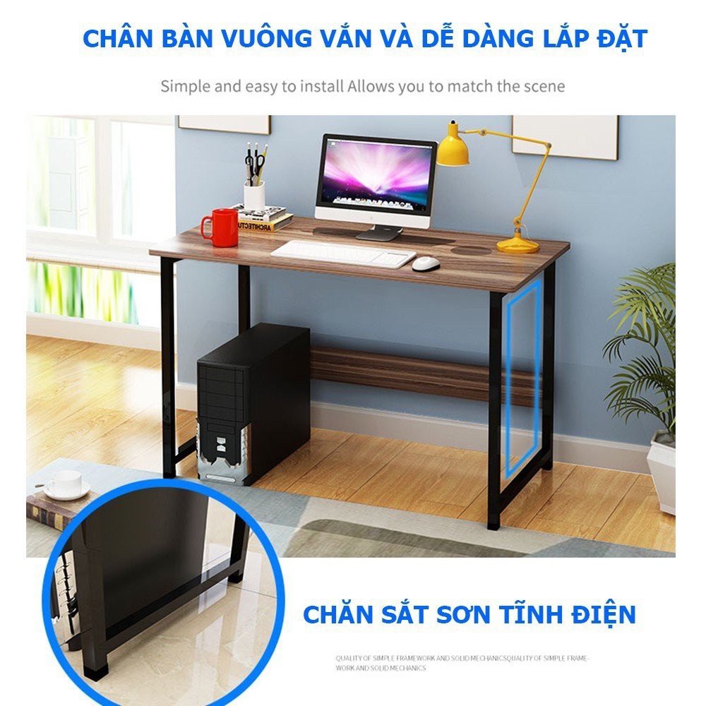 Bàn làm việc chữ U kiểu NHẬT BẢN hiện đại (R40*D80*C75CM) mặt gỗ MDF NHẬP KHẨU CAO CẤP, chân sắt chắc chắn