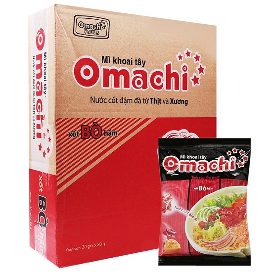 Mì Gói Omachi Bò Hầm (30 Gói x 78g) (Thùng)