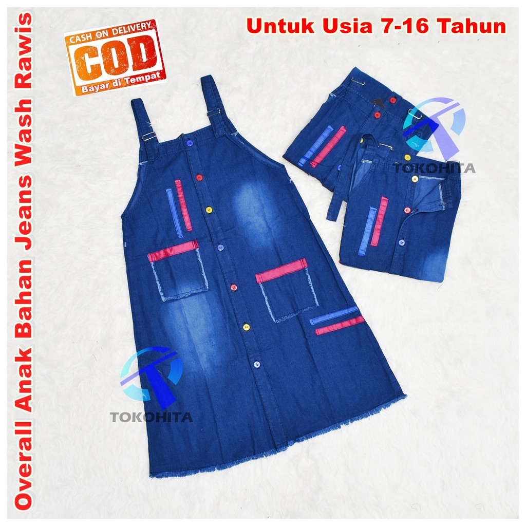 Quần Yếm Jeans Thời Trang Cho Bé 7-16 Tuổi