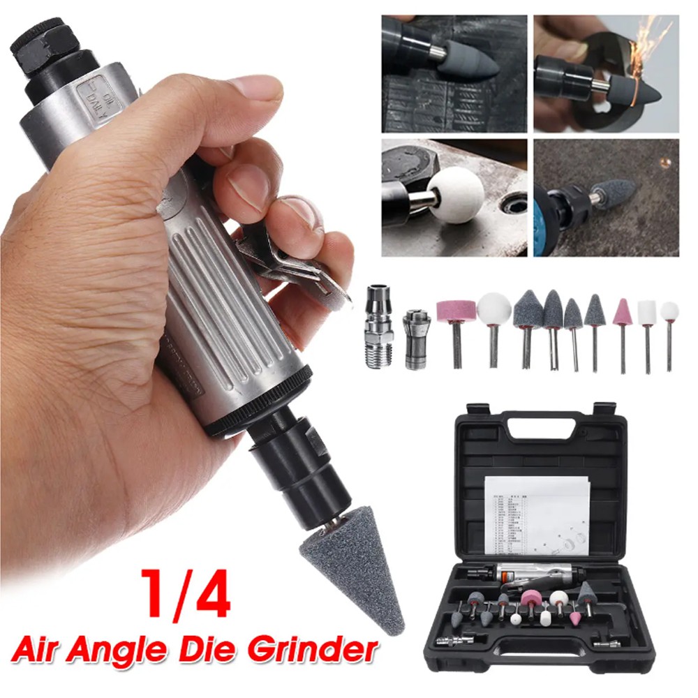 1/4 Air Angle Die Grinder Pneumatic Grinding Machine Mini Poratble Tools Cut Off Polisher Mill Engraving Tools Set