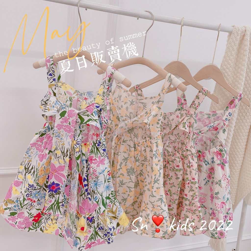 Váy hoa 2 dây tà lệch SN bé gái