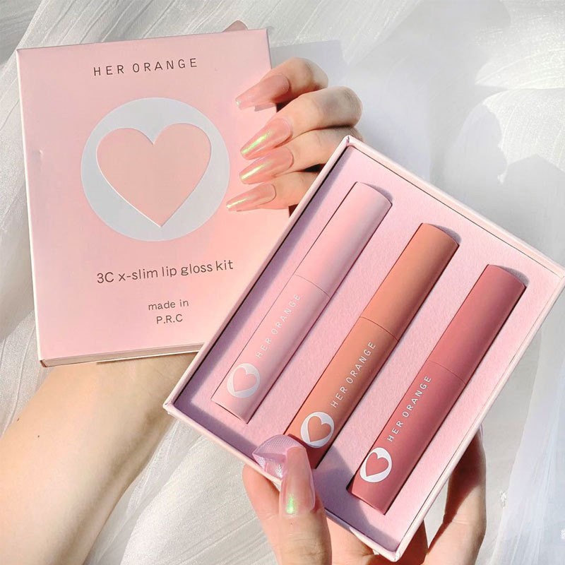 Full Set 3 Cây Son Herorange TẾT Vỏ Hồng Phấn 3Cx - Slim Lip Gloss Kit GOTSTORE