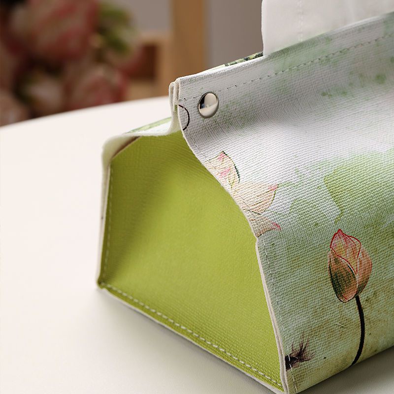 Hộp Đựng Khăn Giấy Bằng Da Cao Cấp Họa Tiết Tranh Sơn Dầu Sáng Tạo Để Bàn Phòng Khách / Xe Hơi